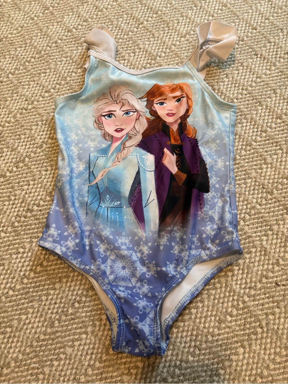 Disney Girls Blue and Purple Frozen Elsa & Anna One-Piece Swimsuit